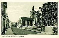 Marktstraße und evgl. Kirche  - 1954